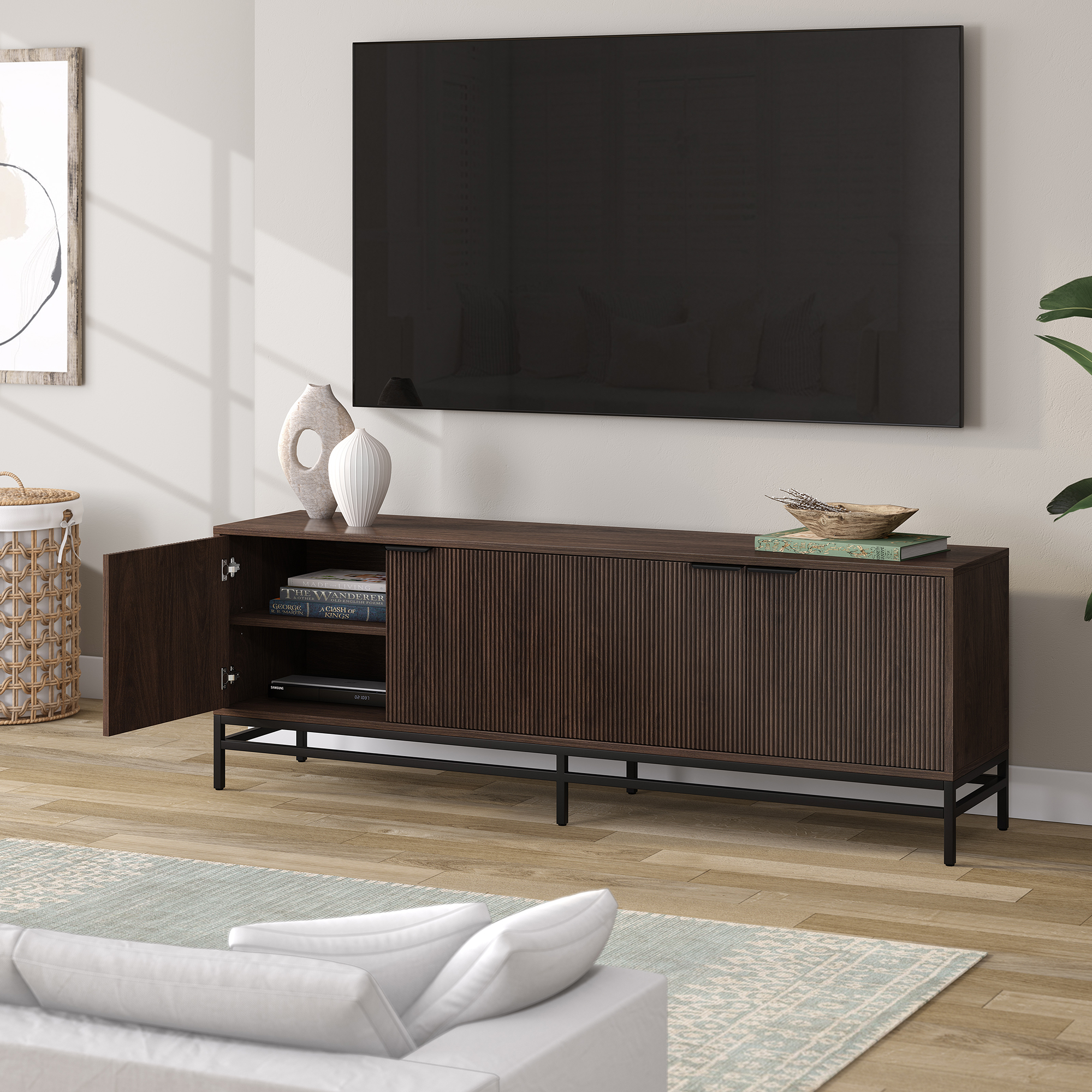 Montello Rectangular TV Stand for TV's up to 78" in Alder Brown