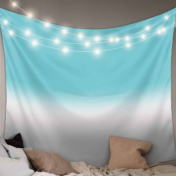 Teal White Grey Ombre Tapestry for Bedroom Wall Hanging Tapestry, Blue Modern Abstract Aesthetics Ceiling Backdrop Tapestries Poster Blanket Wall Decor for Teens Room Living Room Dorm 59" x 90"