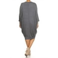 thumbnail image 4 of Women's Plus Size Casual Solid Loose Fit 3/4 Sleeve Dolman Sleeve Midi Dress, 4 of 5
