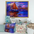thumbnail image 3 of Designart 'Red Sail Ship On Purple Sunset in Blue Ocean' Nautical & Coastal Framed Art Print, 3 of 4