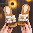 thumbnail image 2 of Toddler Girls Sandals Cute Flower Square Open Toe Slip on Flat Shoes Dress Summer Casual Slides Footwear White 12 Little Kid, 2 of 5