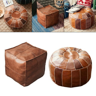 MOCOFO Unstuffed Round Pouf Covers Boho Colorful Geometric Ottoman Pouf  Cover with Handle Design,Decoration Footstool for Living Room,Bedroom,Patio