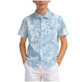 thumbnail image 6 of Ulanda Boys Hawaiian Shirts Casual Summer Short Sleeve Button Down Aloha Dress Beach Tee Tops Kids Hawaii Shirts for 5-14 Years (Light Blue, 11-12 Years), 6 of 7