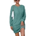 thumbnail image 1 of Fashnice Robe Chandail pour Femmes en Molleton, Robe Chandail en Peluche Mini, Robes Décontractées d'Hiver Vert Pois, Couleur 3TG, 1 of 4