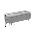 thumbnail image 3 of 39"Storage Ottoman Bench for End of Bed, Modern Faux Fur Entryway Bench with  Gold Legs, Upholstered Padded Storage Bench for Living Room, Bedroom, Dining Room, Grey, 3 of 7