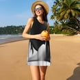 thumbnail image 3 of Fotbe Black White Fluid Sculpture Vestido de Verano sin Mangas para Mujer – Vestido Midi Línea A, Estilo Camiseta Floral, Vestido Playero Casual y Fluido, 3 of 7