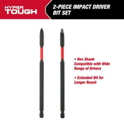 Hyper Tough 2 Piece Long Impact Driver Hex Shank Drill Bits, 6 inch