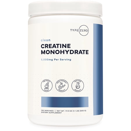 Type Zero Clean, Creatine Monohydrate, Unflavored, 5,000 mg, 17.6 oz (500 g)