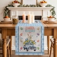 thumbnail image 2 of Table Runner 72 Inches Long for Kitchen Dining, Watercolor Easter Dresser Scarf Farmhouse, Dining Table Decorations for Wedding/Parties, Spring Rabbits Truck Eggs Flowers Blue Beige 14 x 72 In, 2 of 8