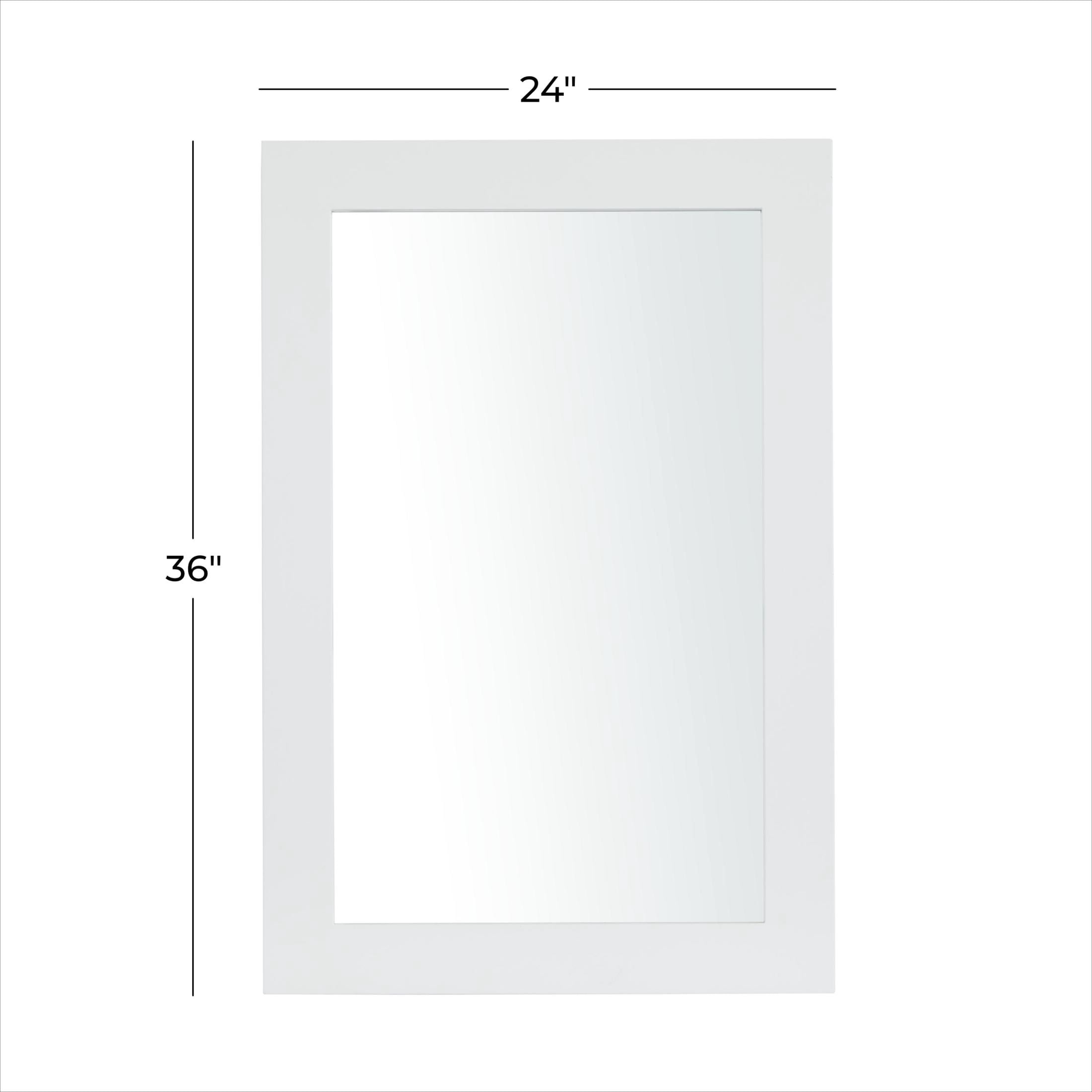 DecMode 24" x 36" White Rectangular Wall Mirror