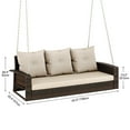 thumbnail image 6 of Dextrus 3-Seats Wicker Hanging Porch Swing Chair Outdoor Gray Rattan Patio Swing Lounge 3 Back Cushions Capacity for Garden, Balcony, Living Room, 6 of 6