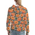thumbnail image 7 of Lsque Autumn Pumpkins Gingham Pattern Casual Women's Hoodie,Hooded Sweatshirt with Kangaroo Pocket,Pullover Hoodie with Eye-catching Drawstrings-Small, 7 of 7