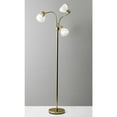 thumbnail image 3 of Adjustable Three Light Floor Lamp in Lustrous Gold Finish With Frosted Inner Shades, 3 of 3