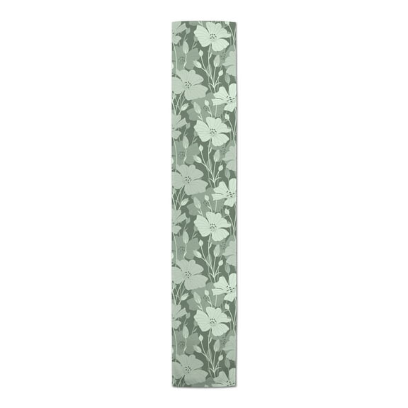 Creative Products Floral Blooms Pattern Green 5 16 x 90 Poly Twill Table Runner