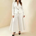 thumbnail image 2 of Atkumj Blazer Sets Women 2 Piece Outfits Stylish Lapel Button Jackets and Wide Leg Pants Suit Set Casual Solid Color Women Suits 2 Piece Set Business L, 2 of 6