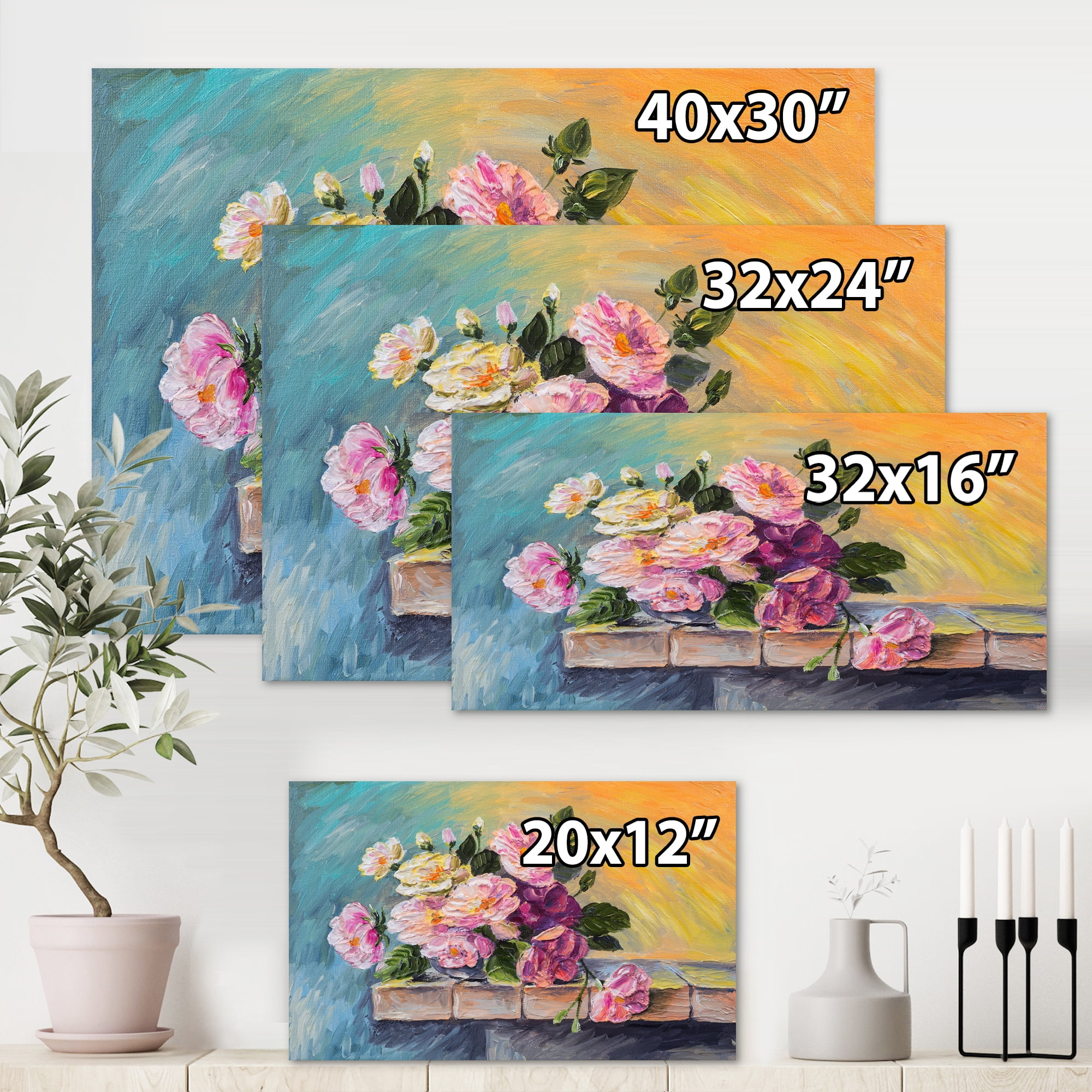 Designart ' Still Life With Bouquet Of Pink Flowers ' Traditional Canvas Wall Art Print