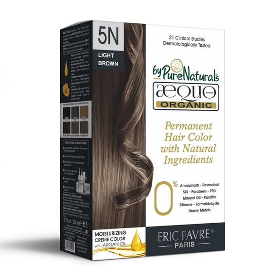 Aequo Organic IMP Cream 5N Light Brown Hair Colour For Women, 200 ML| Natural Long Lasting Permanent Hair Color for Men Beard & Mustache| 100% Grey Coverage| PPD & Ammonia Free (Pack Of 1)