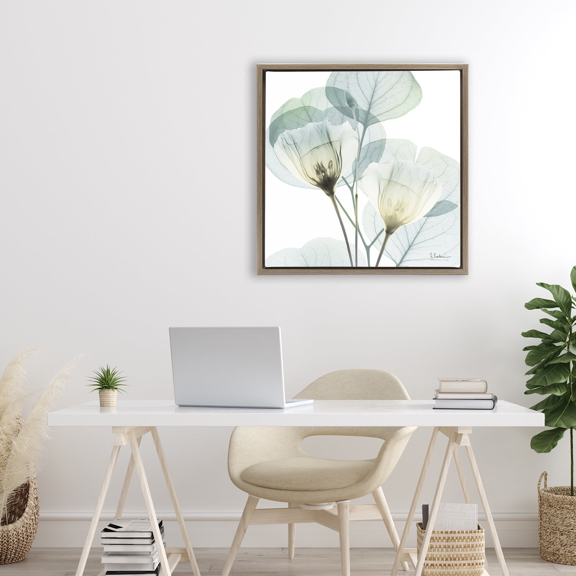 Stupell Industries Divine Fate Flower Leaves Brown Framed Floater Canvas Wall Art, design by Albert Koetsier