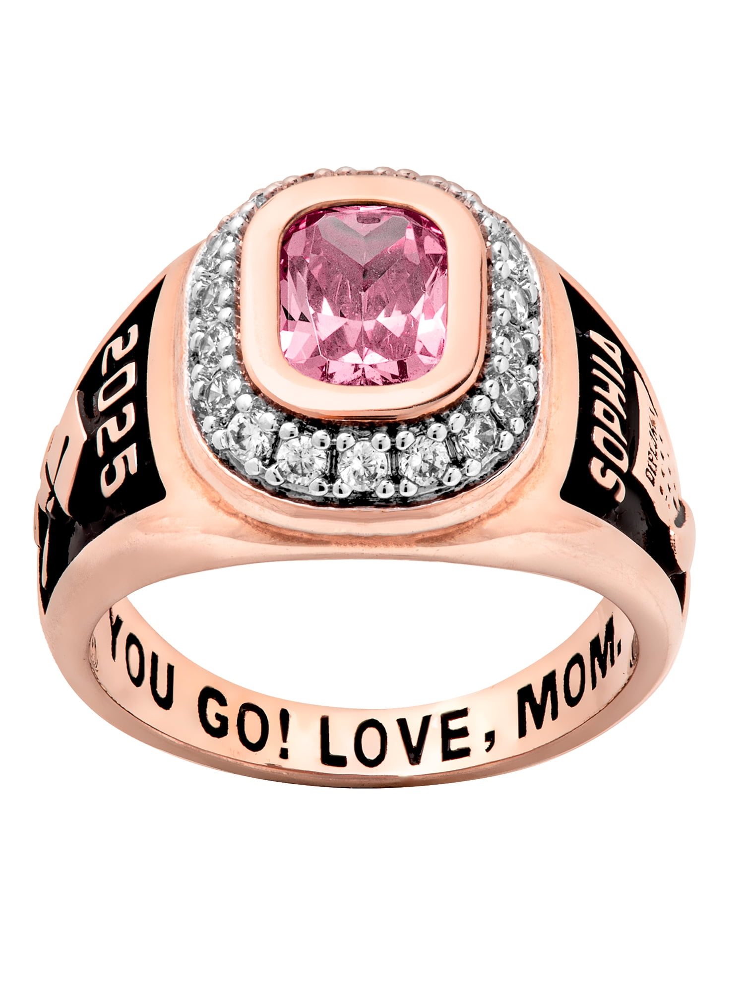 Order Now For Holiday Delivery Freestyle Women s CZ Oval Stone Personalized Top Class Ring Personalized High School or College Walmart