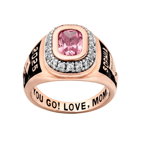 Order Now for 2025 Graduation, Freestyle Women's CZ Encrusted Personalized Class Ring, Personalized, High School or College