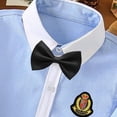 thumbnail image 5 of Babcutegg School Uniform for Boys Long Sleeve Soild Color with Bow Tie and Badge Campus Style with Button Boys School Wear Black Size 5-6, 5 of 8