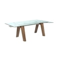 thumbnail image 4 of Milan 63" Steel and Glass Dining Table w/ Sawbuck Design Base in Walnut/Clear, 4 of 11