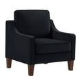 thumbnail image 3 of Sofa moderno de butaca, silla de una sola asiento para sala de estar con patas de madera, silla acolchada con veludo decorativo para sala de estar y dormitorio, negro, 3 of 5