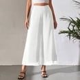 thumbnail image 2 of VBVC Women's High Waisted Chiffon Wide Leg Cropped Pants , Breathable Flowy Palazzo Pants For Women , Ladies' Casual Beach Trousers with Pockets,White,S-2XL, 2 of 6