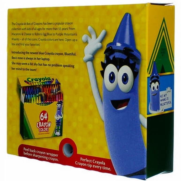 Crayones de colores, 64 crayones por caja, colores clásicos, sacapuntas  integrados, crayones para niños, crayones escolares, colores surtidos - 1  caja