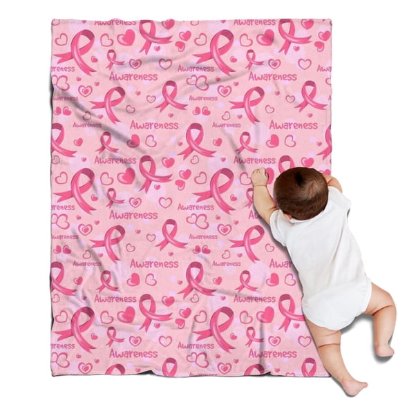 Pink Breast Cancer and Love Blanket,Comfortable Soft Flannel Throw Blanket,All Season,Warm Lightweight Blankets for Sofa Bed Couch Living Room Chair,30"x40"