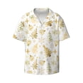 thumbnail image 3 of Balery Gold Christmas Tree Men's Casual Button Down Shirt Short Sleeve Textured Summer Cuban Beach Shirts-3X-Large, 3 of 7