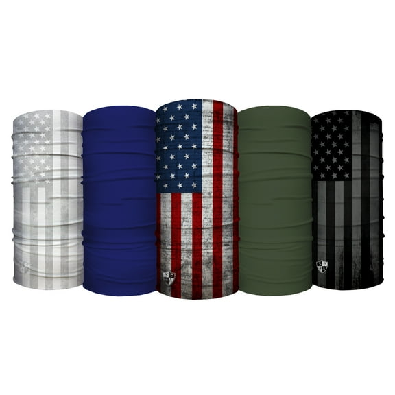 SA Company Red, White & Blue UV Face Shield 5 Pack: Multipurpose Protector Neck Gaiter Elastic Face Mask Patriotic Design for Men & Women