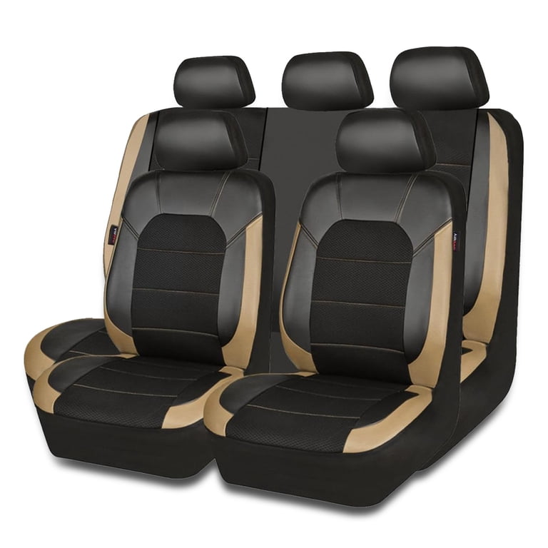 CAR GRAND Leather Car Seat Covers, Full Set, Beige photo 1