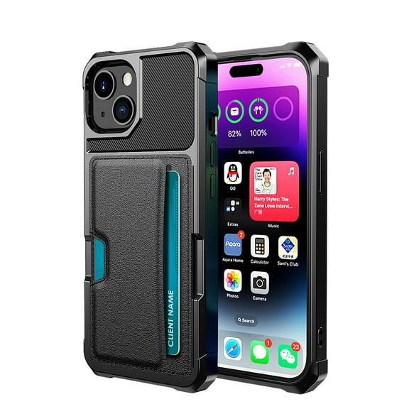 ELEHOLD for iPhone 15 Wallet Case, Premium Leather Case with Back Card Holder Shockproof Protective Case Work with Magnetic Car Mount Holder for iPhone 15,Black