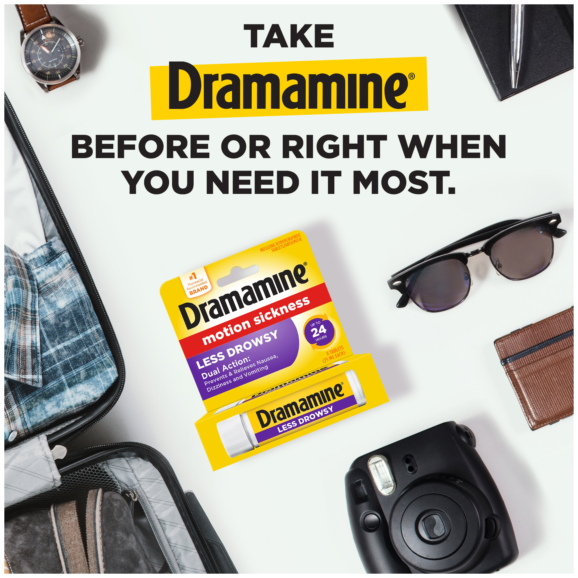 Dramamine All Day Less Drowsy, Motion Sickness Relief, 8 Count - image 3 of 16