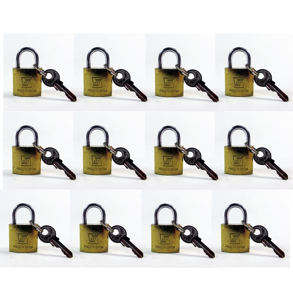 10 Small Metal Padlock Brass Travel Locks Keyed Suitcase Luggage Jewelry 20mm 