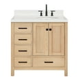 thumbnail image 2 of Ariel Cambridge 36 Inch Single Oval Sink Bathroom Vanity With Carrara White Quartz Countertop 1.5 Inch Edge In Oak, 2 of 10