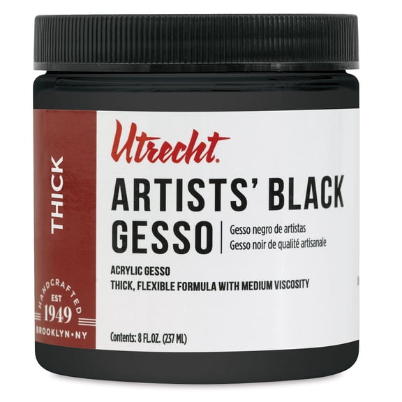 Utrecht Artists' Acrylic Gesso - Black, 8 oz