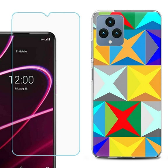 OneToughShield ® for T-Mobile Revvl 6x 5G Shockproof Phone Case, with Tempered Glass Screen Protector - Abstract Color