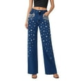 thumbnail image 3 of CAIXIA Womens Rhinestone Jeans Baggy Y2K High Waisted Straight Wide Leg Sparkly Bling Glitter Denim Pants, 3 of 5