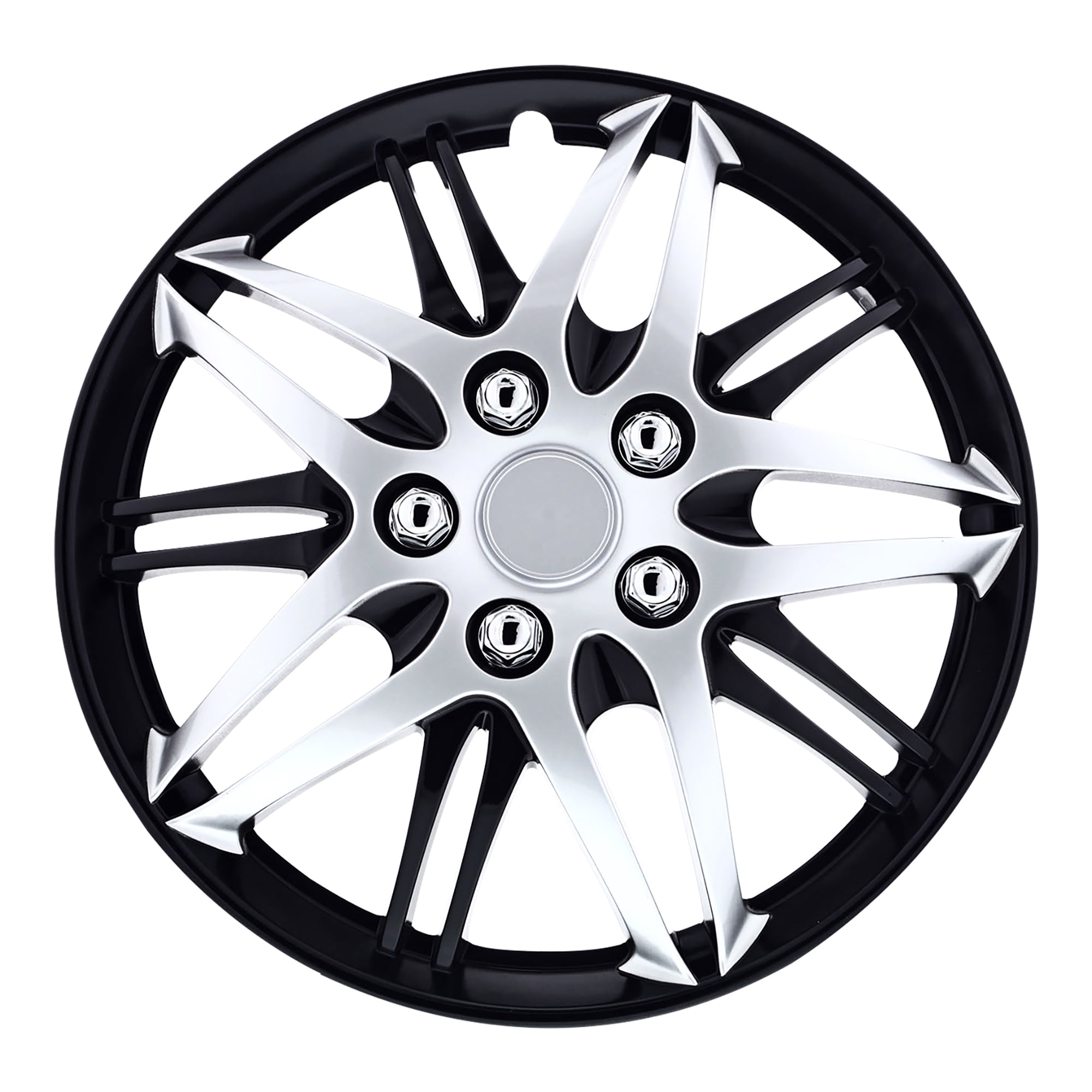 Pilot WH54414CBLK Universal Fit Formula Series Black and Chrome 14 Inch Wheel Covers Set of