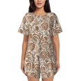 thumbnail image 1 of Disketp Pyjama Indien Paisley1 pour 2 Pcs Shorts Vêtements de Nuit Ensemble de Pyjama à Manches Courtes pour Femmes Col Rond Pjs-Petit, 1 of 4