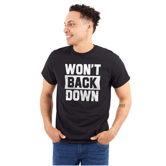Cool Won't Back Down Gym Workout Plus Size Crewneck Graphic Tee Shirt Brisco Brands 2X