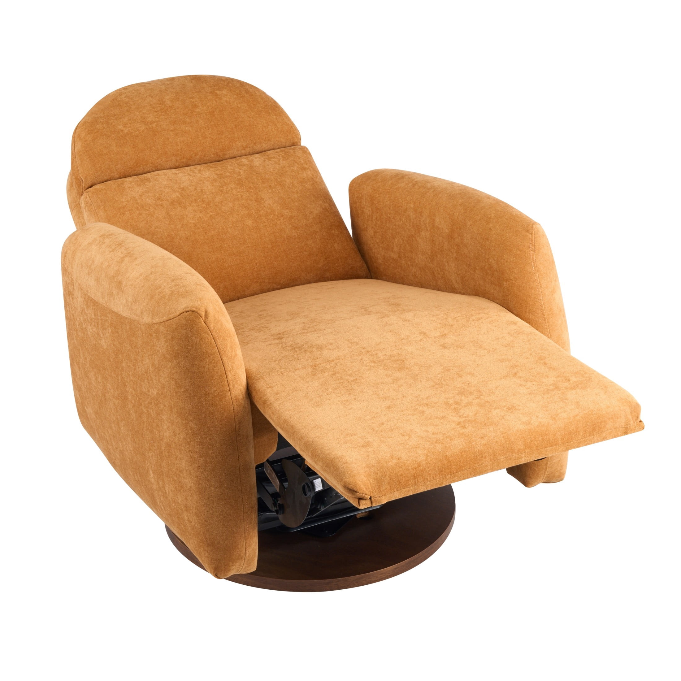 Christopher Knight Home 360° Swivel Glider Chair, Manual Upholstered Recliner with Wood Base, Pumpkin Yellow