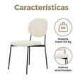 thumbnail image 2 of Sillas para Comedor y Sala Redonda Tapizadas Boucle con Respaldo Estilo Moderno y Minimalista con Patas de Metal - Set 2 Silas Beige GAON, 2 of 5