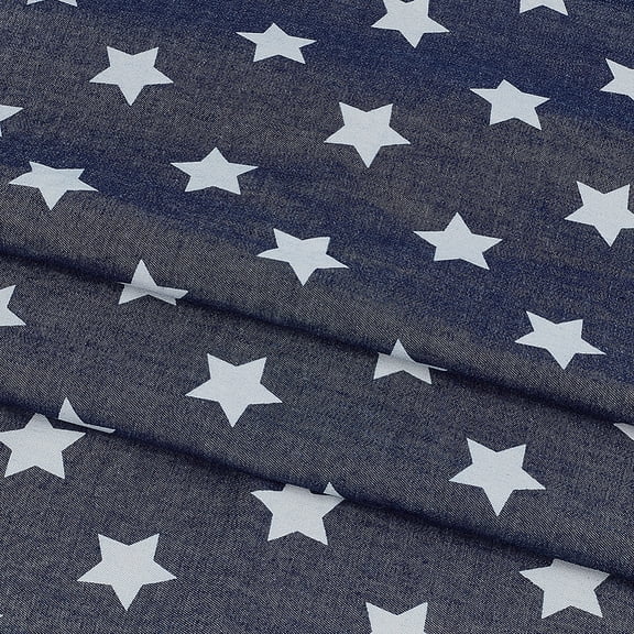 1.6 Yards Wide Denim Fabric Stars Printed Denim Cloth 39 inch Long Non-Stretch Cotton Jean Fabric Stars Pattern Fabrics