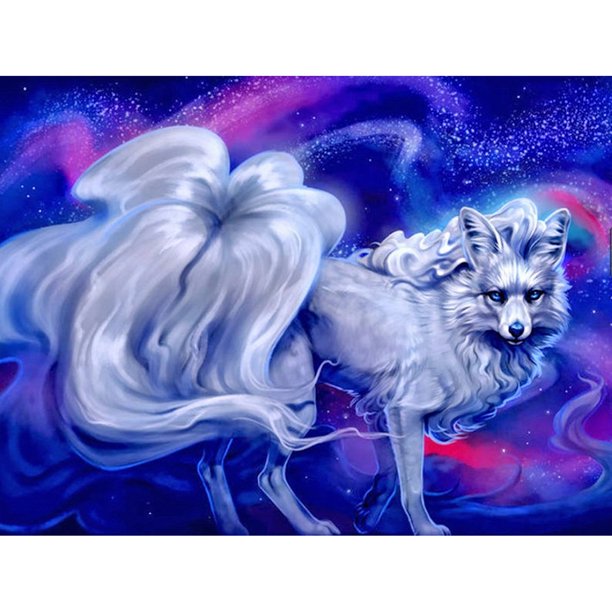Taladro diamante pintura (DE6156) lobo de nieve DIY cuadro de mosaico redondo completo decoración del hogar 40x50cm Hugtrwg Para estrenar