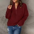 thumbnail image 5 of ManxiVoo Long Sleeve Quarter Zip Turtleneck Pullover Sweater for Women Cozy Comfortable Everyday Wear XXL Size Wine, 5 of 7