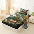 thumbnail image 2 of Metsweet Dino Green Letter A Twin Sheets 3pcs, Volcano Tyrannosaurus Rex Bedding,Brown Orange,1 Fitted Sheet, 1 Flat Sheet and 1 Pillowcase, 2 of 5
