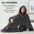 thumbnail image 3 of LONGHUSHAN Wearable Blanket Oversized Blanket Hoodie for Women Men , Soft Comfy Warm Sherpa Fleece Sweatshirt with Zipper and Deep Pockets, Winter Gifts Girlfriend Mom - Gray, 3 of 7